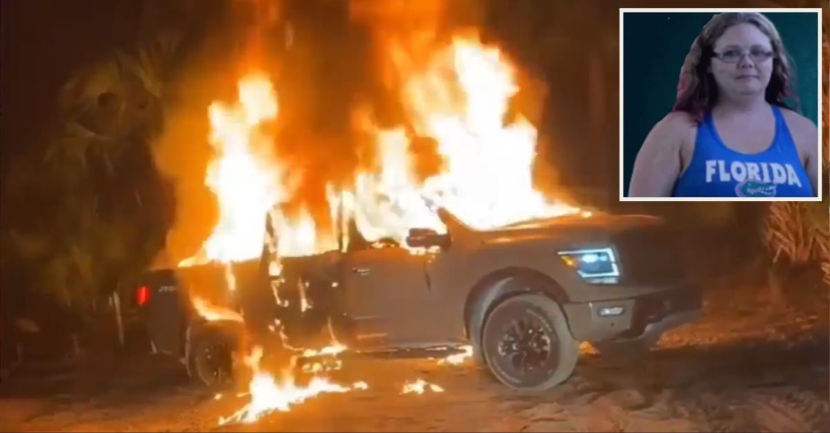 Brian Estep's burning pickup truck and Amber Renee Estep (Brevard County Sheriff's Office)