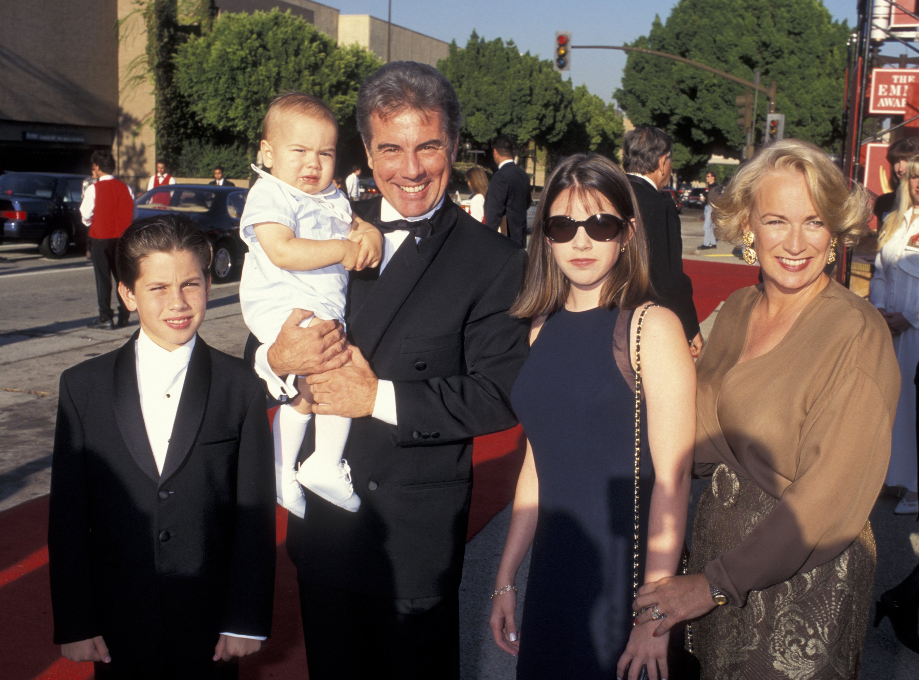 TV Personality John Walsh, wife Reve Drew, sons Callahan Walsh and Hayden Walsh and daughter Megan Walsh attending 47th Annual Primetime Emmy Awards, on September 9, 1995, at the Pasadena Civic Auditorium, in Pasadena, California. | Source: Getty Images