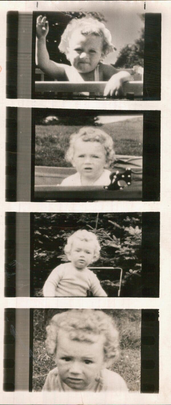 A series of photographs of Charles Lindbergh Jr. at 20 months old, taken by his father.