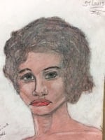 Recent drawing by serial killer Samuel Little based on memories of his murder victims. Unmatched confession; black female, age 26; killed between 1976 and 1979 in Granite City, Illinois; met victim in St. Louis, Missouri; victim possibly called aJo.a