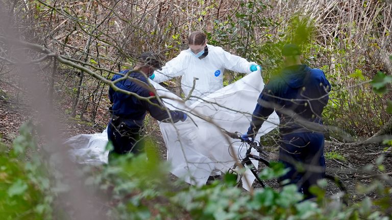 Police and forensic officers at Kersal Dale, near Salford .Pic: PA