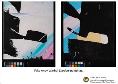 Fake Andy Warhol Shadow paintings from Brian Walshe art fraud case