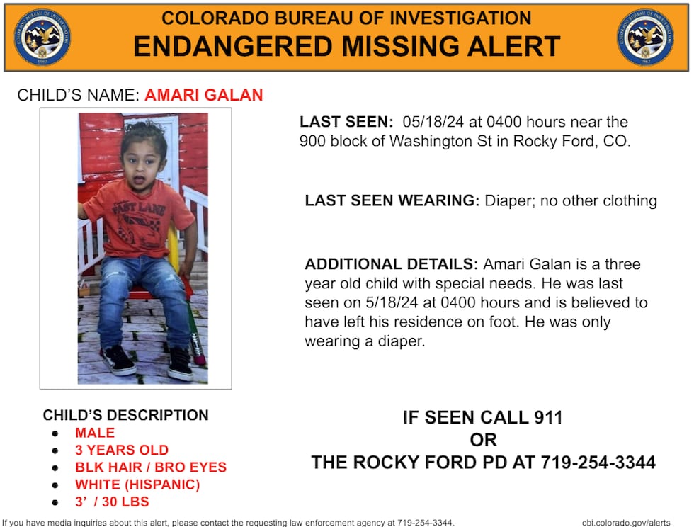 3-year-old Amari Galan went missing from his home on Saturday around 4 a.m.