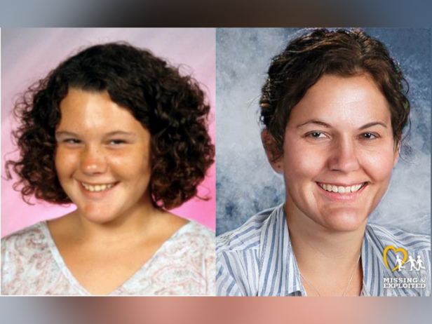 A side-by-side photo of Bianca B Piper who went missing in March 2005. The photo on the left is Bianca around age 13 and the photo on the left is age-progressed to 24 years. Bianca is a white female with brown hair and brown eyes.