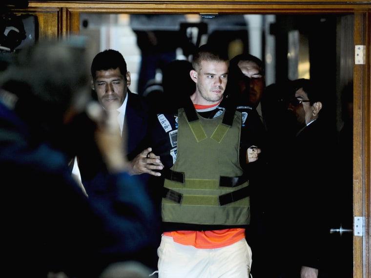 Joran Andreas Petrus van der Sloot is escorted by Peruvian police in Lima, Peru