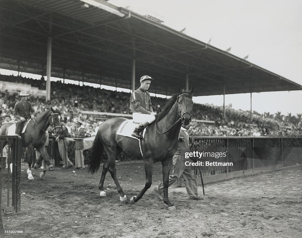 Jockey A. Snider atop Race Horse Citation