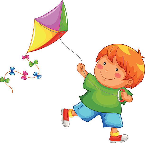 boy-with-kite-vector-id158196901