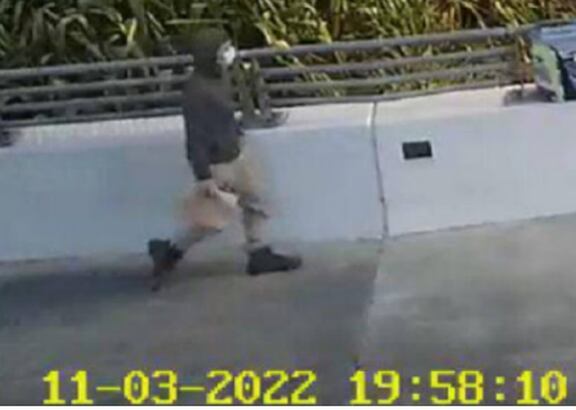 This man walking on the Sandhurst Drive overbridge is believed to be missing Tauranga doctor David Holland. Photo / Supplied