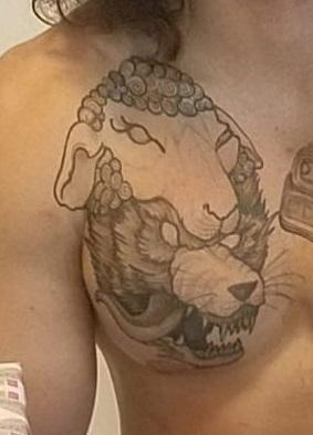 Right Chest, Wolf head with sheep cover