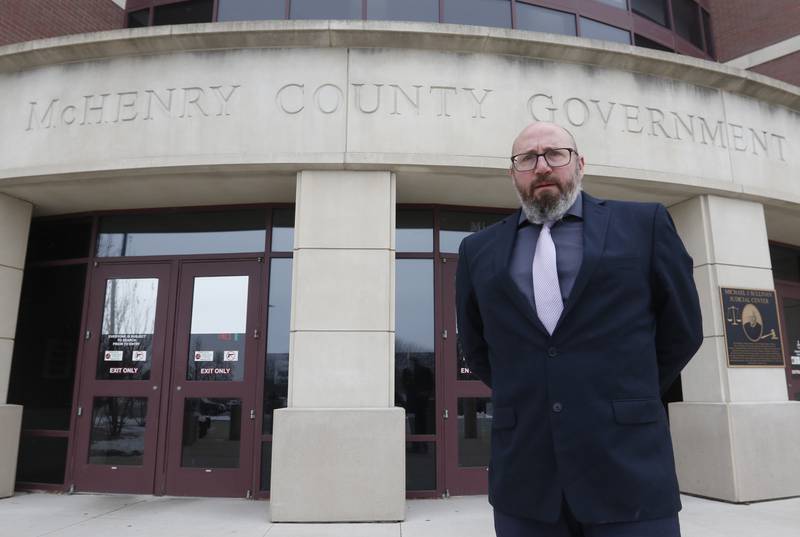 Attorney Michael Mick Combs outside the McHenry County Government Center on Wednesday, Dec. 21, 2022. Twenty years ago, 17-year-old Brian Carrick disappeared and was presumed murdered. He was last seen in the Val's Finer Foods in Johnsburg on Dec. 20, 2002. Combs was the prosecutor who tried Mario Casciaro, who was arrested and charged with murder by intimidation, but his conviction overturned on appeal.