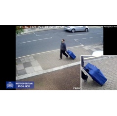 Jemma Mitchell with blue suitcase