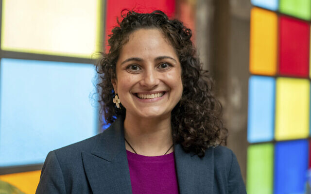 Samantha Woll, president of the board at the Isaac Agree Downtown Synagogue poses for a photo in Detroit, October 13, 2022. (David Guralnick/Detroit News via AP) Samantha Woll, president of the board at the Isaac Agree Downtown Synagogue poses for a photo in Detroit, October 13, 2022. (David Guralnick/Detroit News via AP)